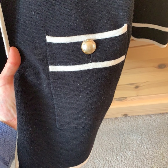 Talbots Black and White Blazer Cardigan Size Medium - Picture 3 of 6